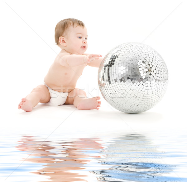 Adorabile baby ragazzo grande disco ball foto Foto d'archivio © dolgachov