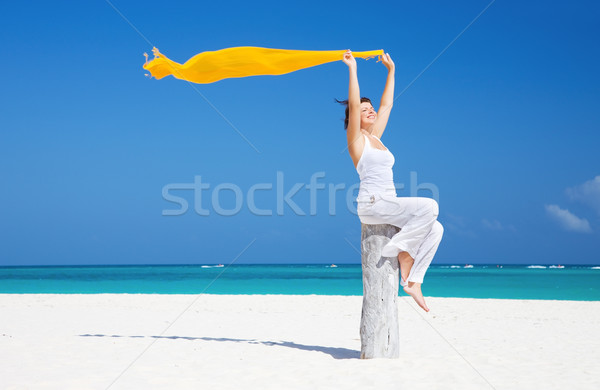 happy woman on the beach Stock photo © dolgachov
