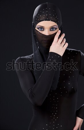 Ninja gezicht foto donkere meisje Stockfoto © dolgachov