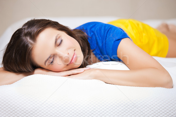 спальный женщину ярко фотография красивой счастливым Сток-фото © dolgachov