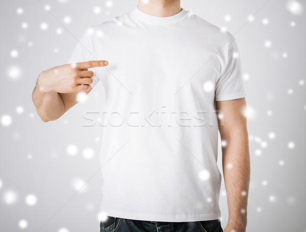 [[stock_photo]]: Homme · blanche · tshirt · design · neige · Teen