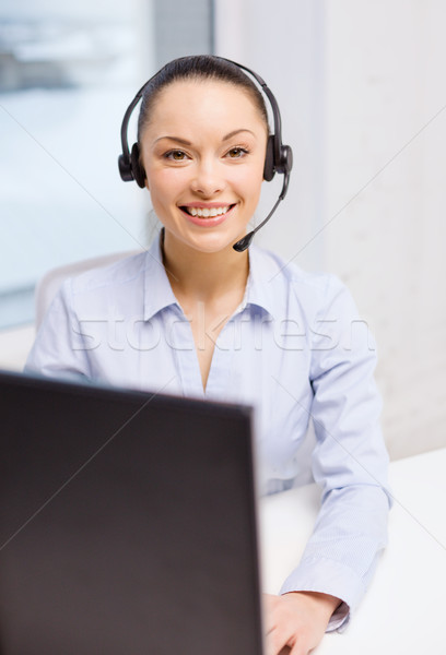 Barátságos női segélyvonal kezelő üzlet kommunikáció Stock fotó © dolgachov