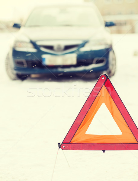 警告 三角形 汽車 運輸 冬天 商業照片 © dolgachov