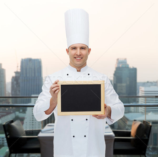 Gelukkig mannelijke chef kok menu Stockfoto © dolgachov