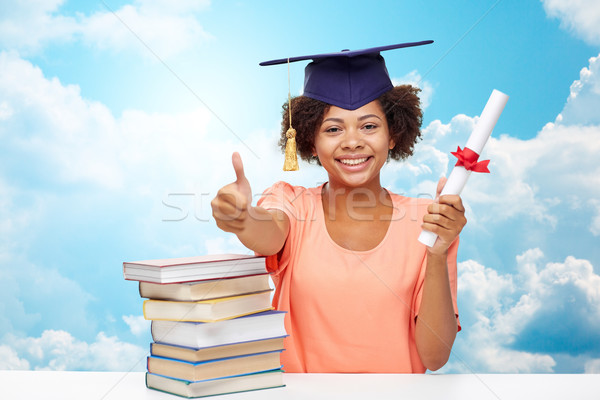 Glücklich african Bachelor Mädchen Pfund Diplom Stock foto © dolgachov