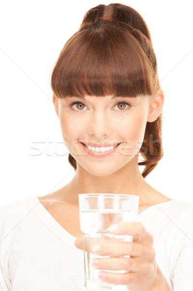 Mujer vidrio agua mujer hermosa blanco salud Foto stock © dolgachov