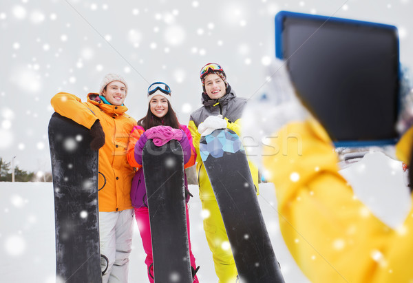 Heureux amis sports d'hiver technologie loisirs [[stock_photo]] © dolgachov