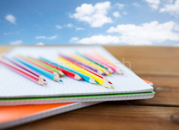 close up of crayons or color pencils Stock photo © dolgachov