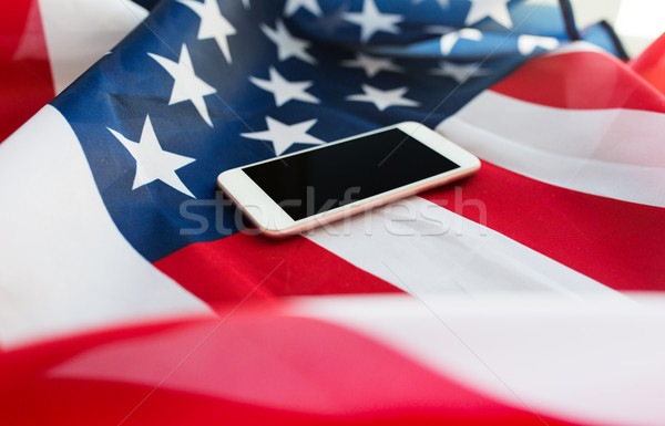 Zdjęcia stock: Smartphone · amerykańską · flagę · technologii · amerykański · dzień