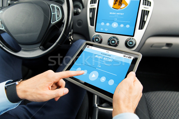 close up of man with tablet pc in car Stock photo © dolgachov