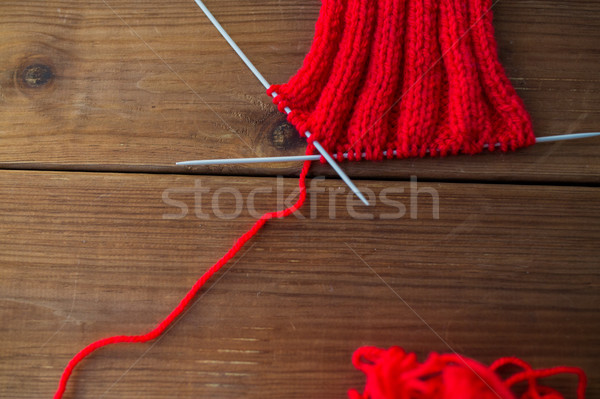 Stück Stricken Nadeln Holz Handarbeiten Winter Stock foto © dolgachov