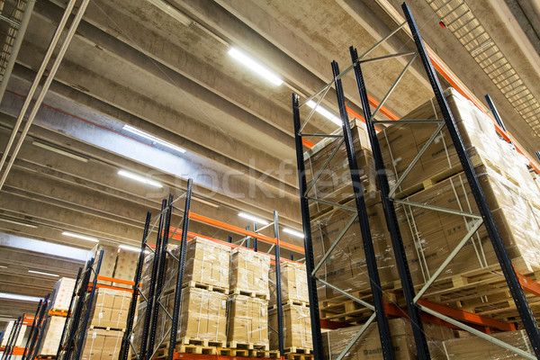 cargo boxes storing at warehouse shelves Stock photo © dolgachov