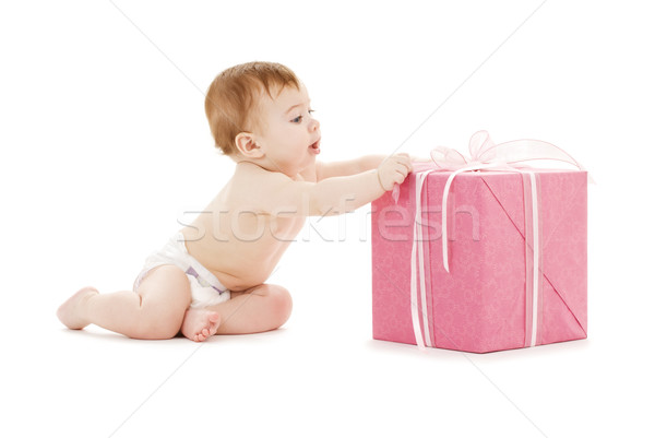 Baby chłopca duży szkatułce zdjęcie dziecko Zdjęcia stock © dolgachov