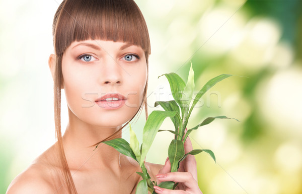 woman with sprout Stock photo © dolgachov