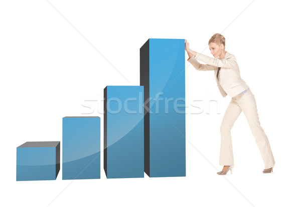 Geschäftsfrau bewegen groß 3D Tabelle Bild Stock foto © dolgachov