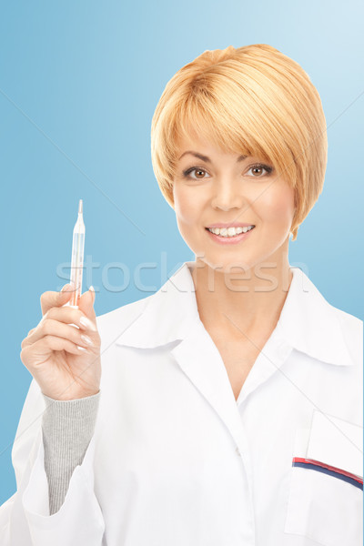 Atrakcyjna kobieta lekarza termometr zdrowia muzyka szpitala Zdjęcia stock © dolgachov