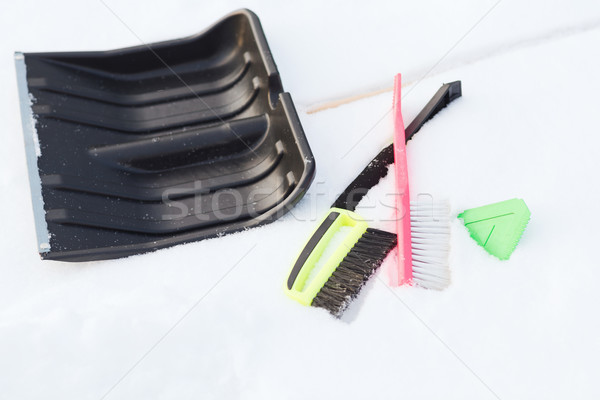 variety of snow cleaning equipment on snow Stock photo © dolgachov