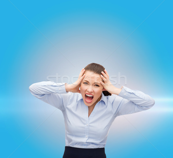 Boos schreeuwen zakenvrouw business kantoor stress Stockfoto © dolgachov