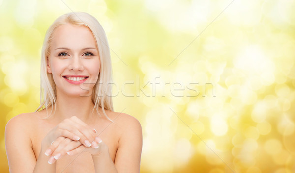 Cara manos mujer hermosa salud belleza mujer Foto stock © dolgachov