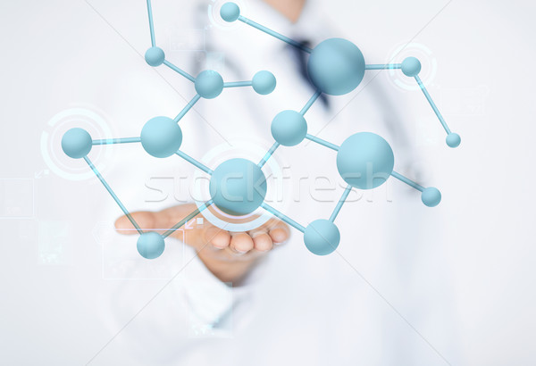 close up of male doctor hand with molecules Stock photo © dolgachov