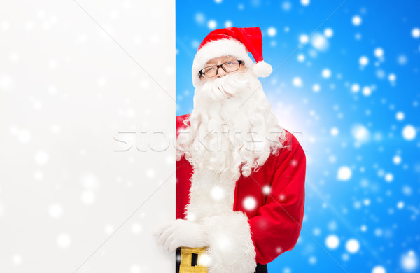 Man kostuum kerstman billboard christmas vakantie Stockfoto © dolgachov