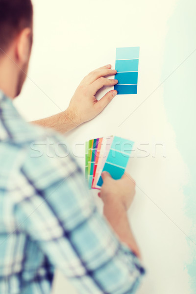 Stock photo: close up of male wit color pallets