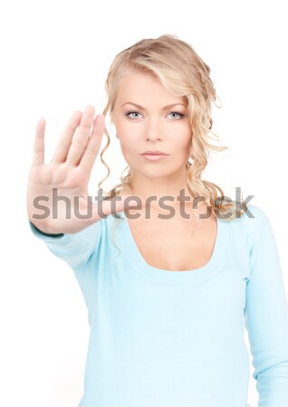 lovely girl showing stop sign Stock photo © dolgachov