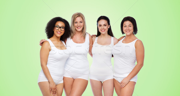 Imagine de stoc: Grup · fericit · diferit · femei · alb · lenjerie · de · corp