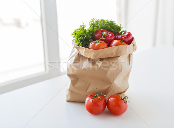 Stock photo: basket of fresh ripe vegetables at kitchen