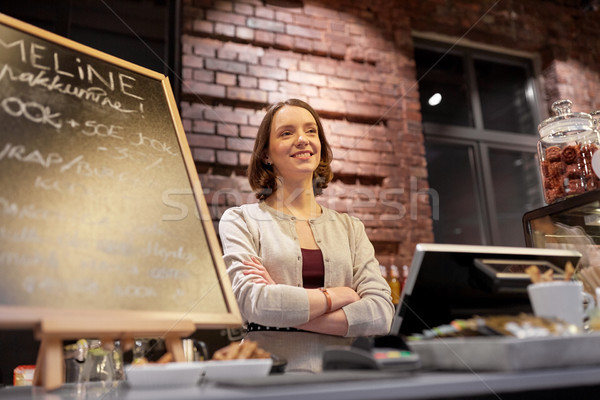 快樂 女子 咖啡館 對付 小型企業 人 商業照片 © dolgachov