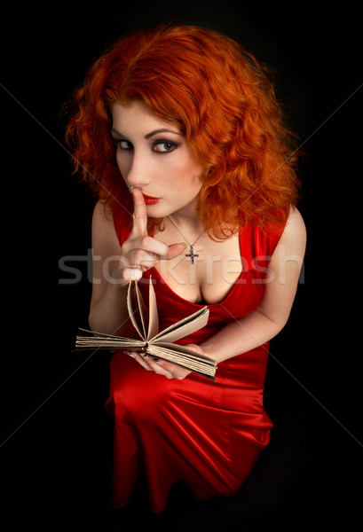  lady with finger on lips Stock photo © dolgachov
