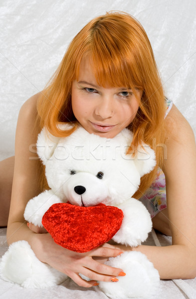 Zdjęcia stock: Teddy · happy · girl · miś · kobieta · dziewczyna · uśmiech