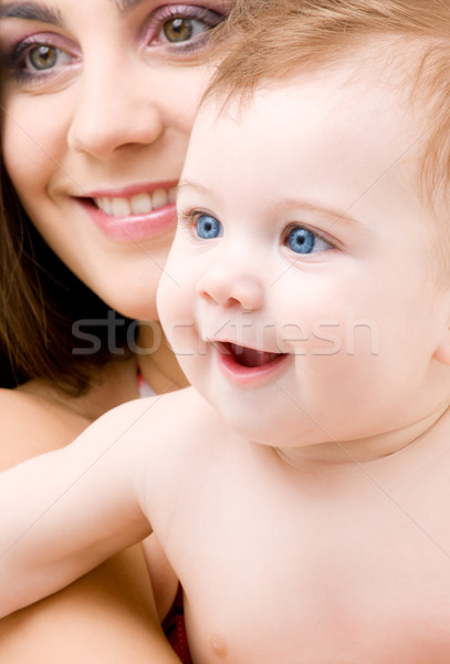 Stockfoto: Baby · jongen · moeder · handen · foto · gelukkig