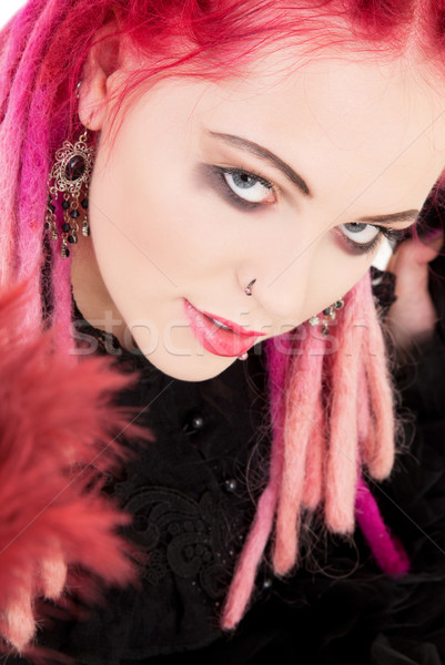 Roze haren meisje foto bizar Stockfoto © dolgachov