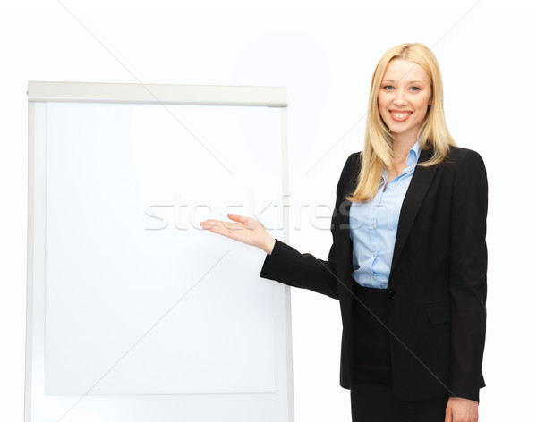 Geschäftsfrau Flipchart Büro Bildung Frau glücklich Stock foto © dolgachov