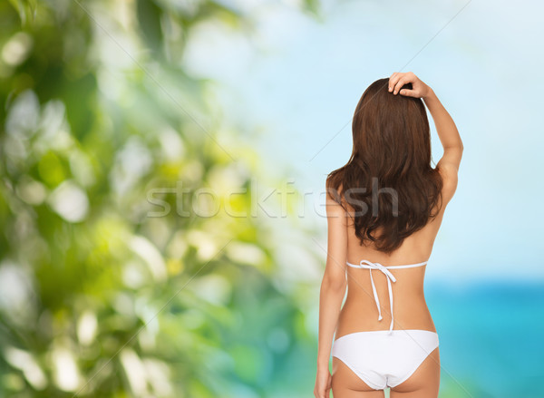 Mujer posando blanco bikini verano vacaciones Foto stock © dolgachov