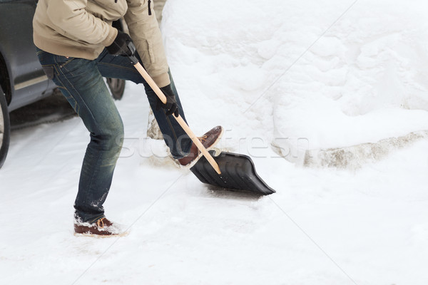 Primo piano uomo neve vialetto inverno pulizia Foto d'archivio © dolgachov
