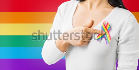 close up of male gay couple hands giving condom Stock photo © dolgachov