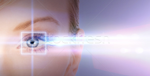 Stock photo: woman eye with laser correction frame