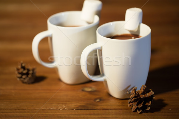 Chocolat chaud guimauve bois vacances hiver [[stock_photo]] © dolgachov