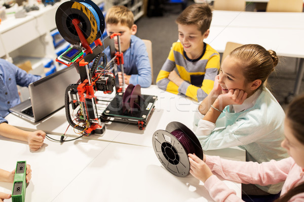 Felice bambini 3D stampante robotica scuola Foto d'archivio © dolgachov
