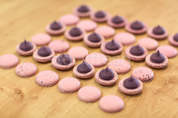Macarons tabeli wyroby cukiernicze piekarni gotowania Zdjęcia stock © dolgachov