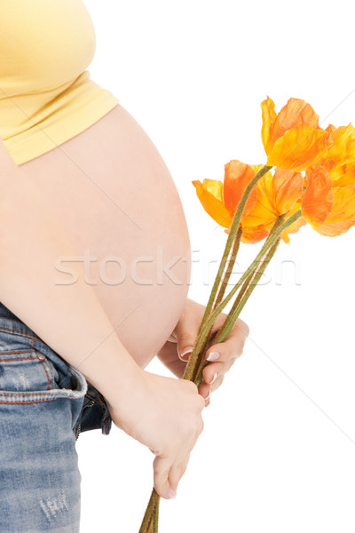 Stockfoto: Zwangere · vrouw · buik · heldere · foto · mooie