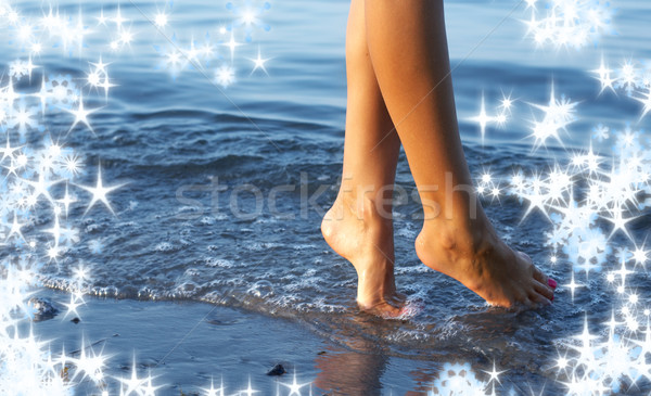 walking on water with snowflakes Stock photo © dolgachov