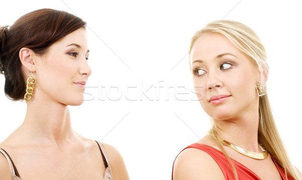 Foto twee jonge vriendinnen witte meisjes Stockfoto © dolgachov