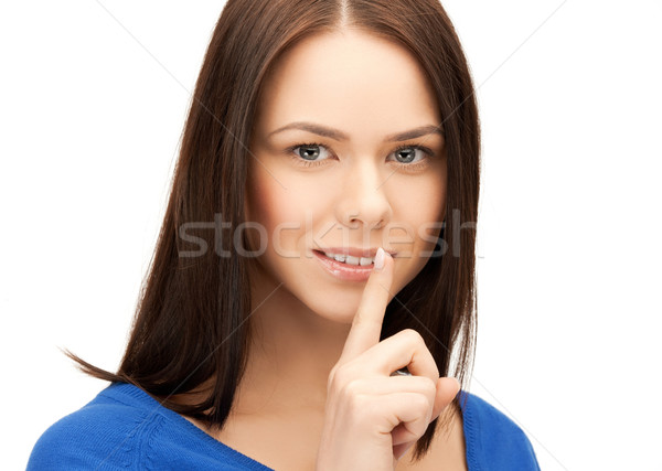 Femme doigt lèvres photos mystérieux visage Photo stock © dolgachov