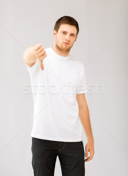 男子 顯示 拇指 下 關閉 手 商業照片 © dolgachov