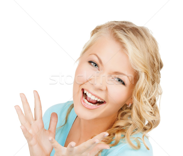 Aufgeregt Gesicht Frau glückliche Menschen hellen Bild Stock foto © dolgachov