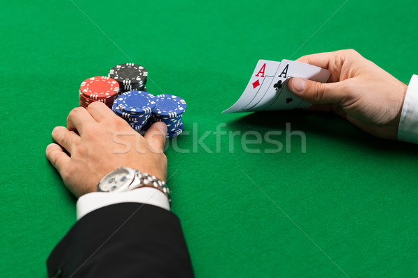 Stok fotoğraf: Poker · oyuncu · kartları · cips · kumarhane · kumar