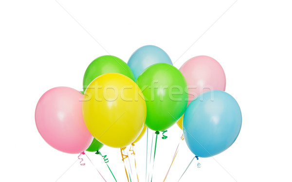 bunch of inflated helium balloons stock 